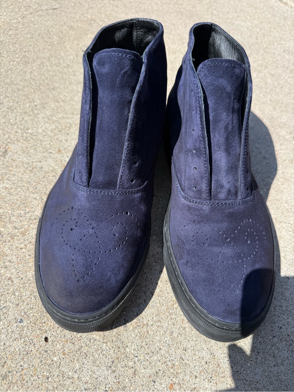 Fratelli Rossetti Blue Suede Perforated Chukka Boots